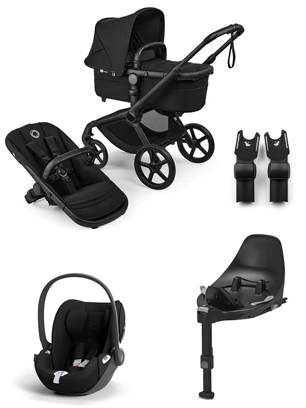 Barnvagnspaket Bugaboo Fox 5 Renew Black – med Cybex Cloud T babyskydd, T bas & adapter