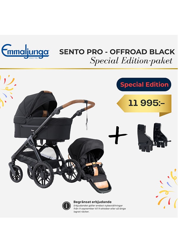 Emmaljunga Sento Pro Ergo+ Offroad Black – inkl. babyskyddsadapter Emmaljunga Sento Pro Ergo+ Offroad Black – inkl. babyskyddsadapter